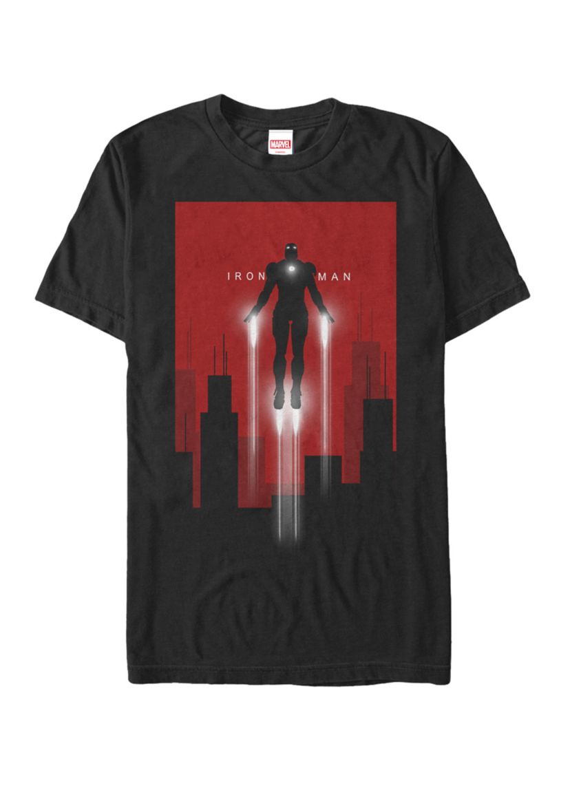 Iron Man in Flight Color Contrast Poster Short Sleeve Graphic T-Shirt 