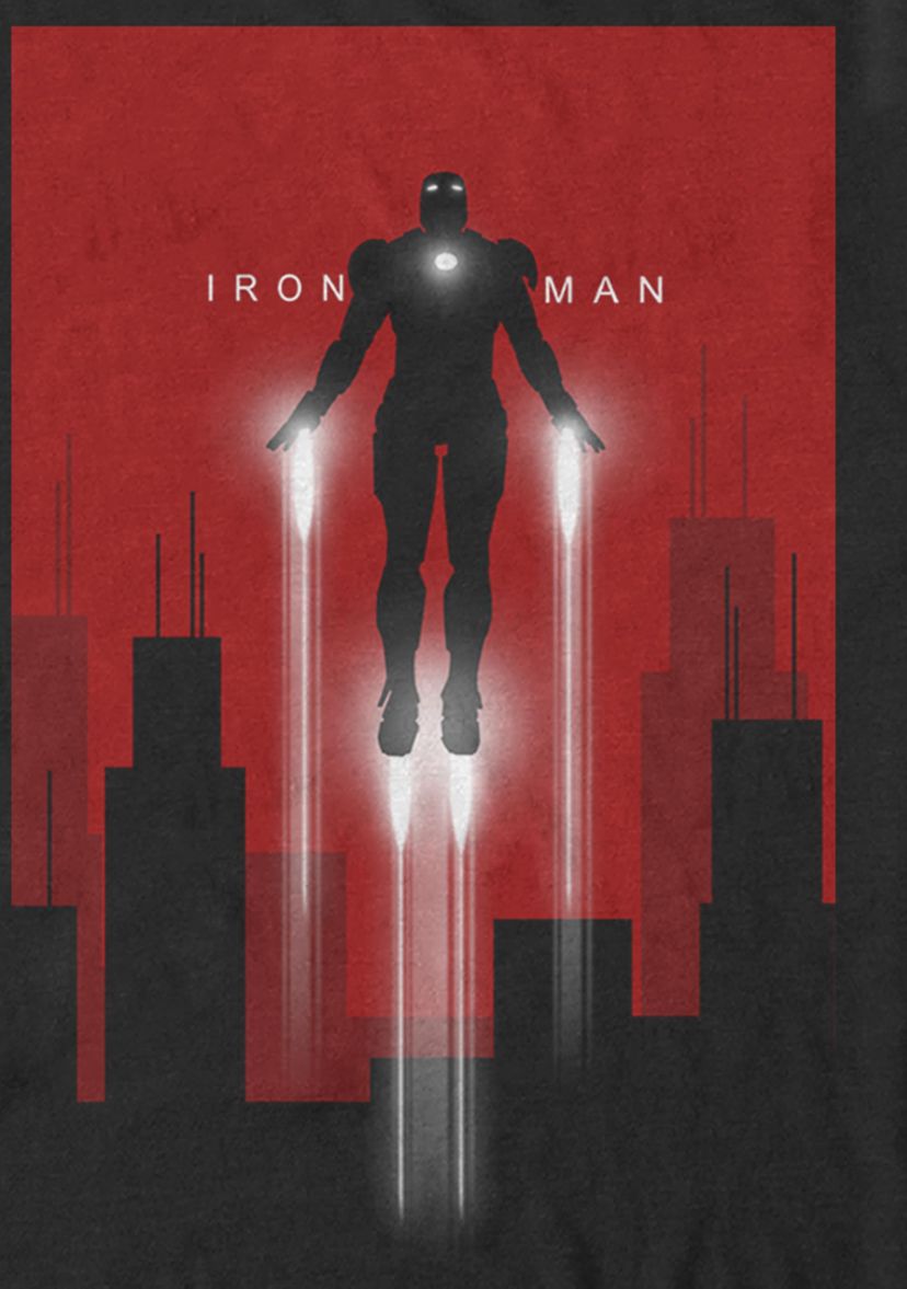 Iron Man in Flight Color Contrast Poster Short Sleeve Graphic T-Shirt 