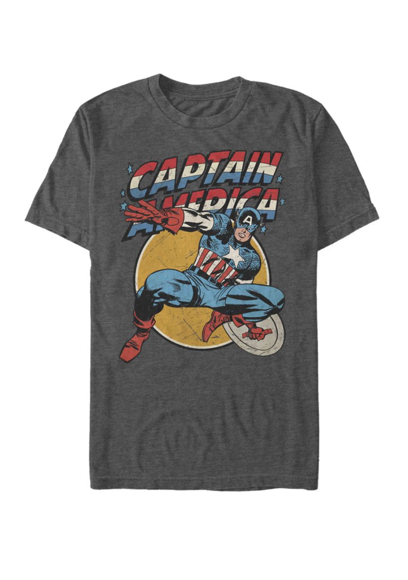 Classic Captain America Strong Pose Short Sleeve Graphic T-Shirt