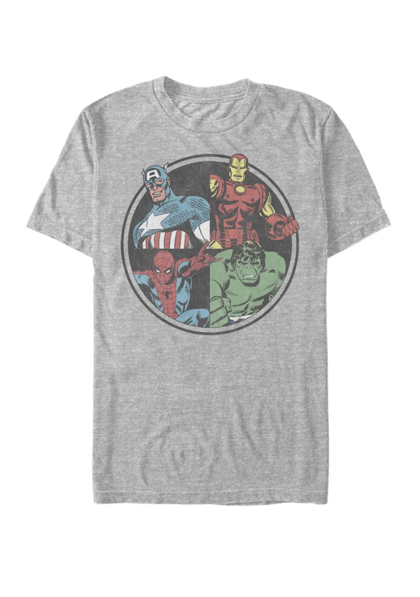 Avengers Classic Circle Group Shot Poster Short Sleeve Graphic T-Shirt