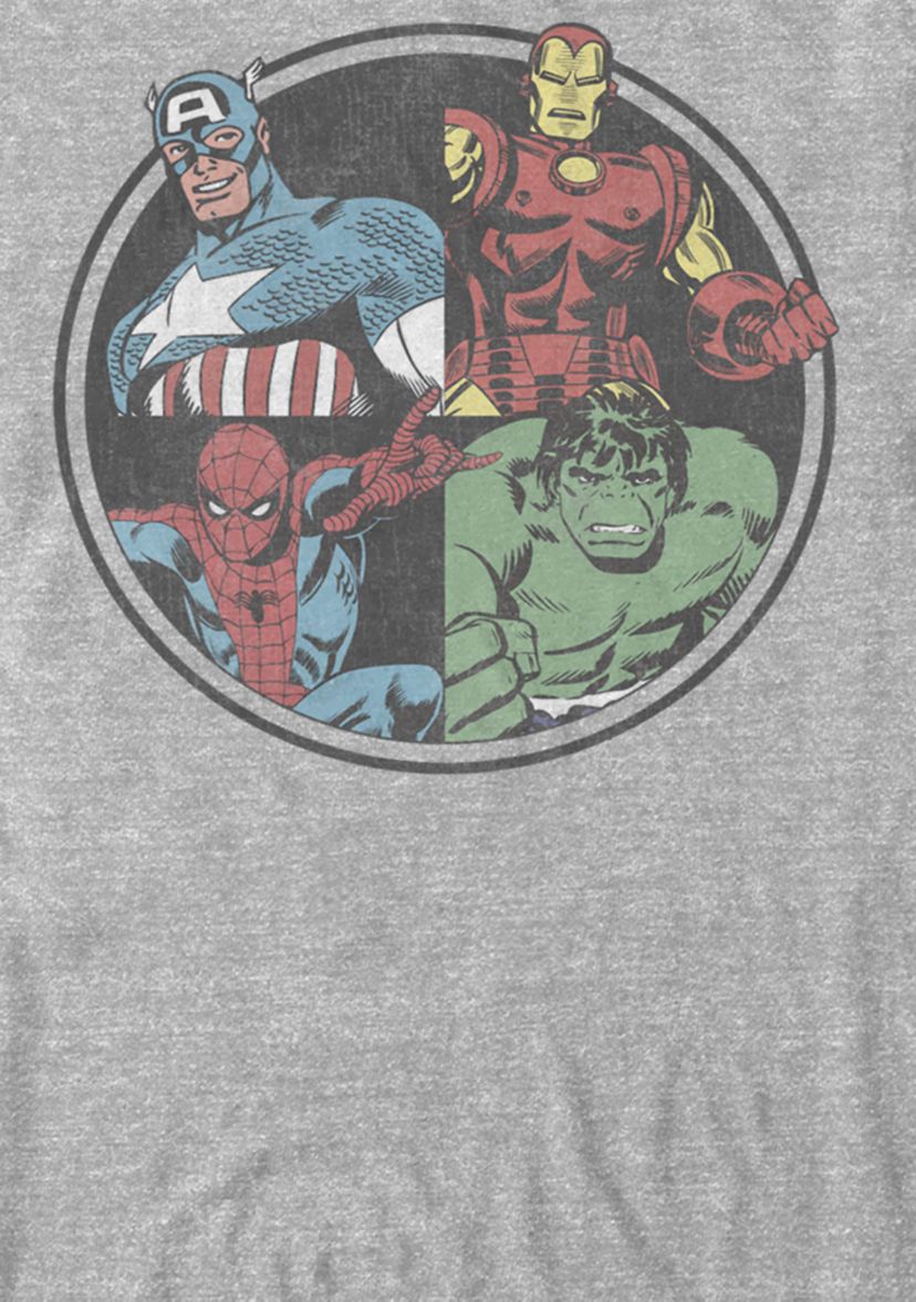Avengers Classic Circle Group Shot Poster Short Sleeve Graphic T-Shirt