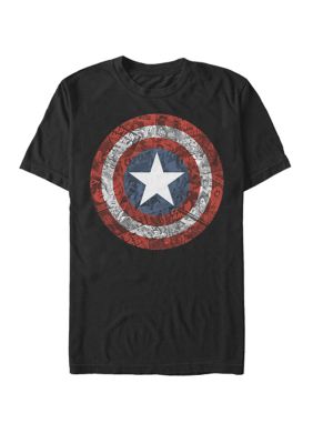 Marvel Men's Captain America Collaged Comic Shield Short Sleeve T-Shirt, Black, 2XL