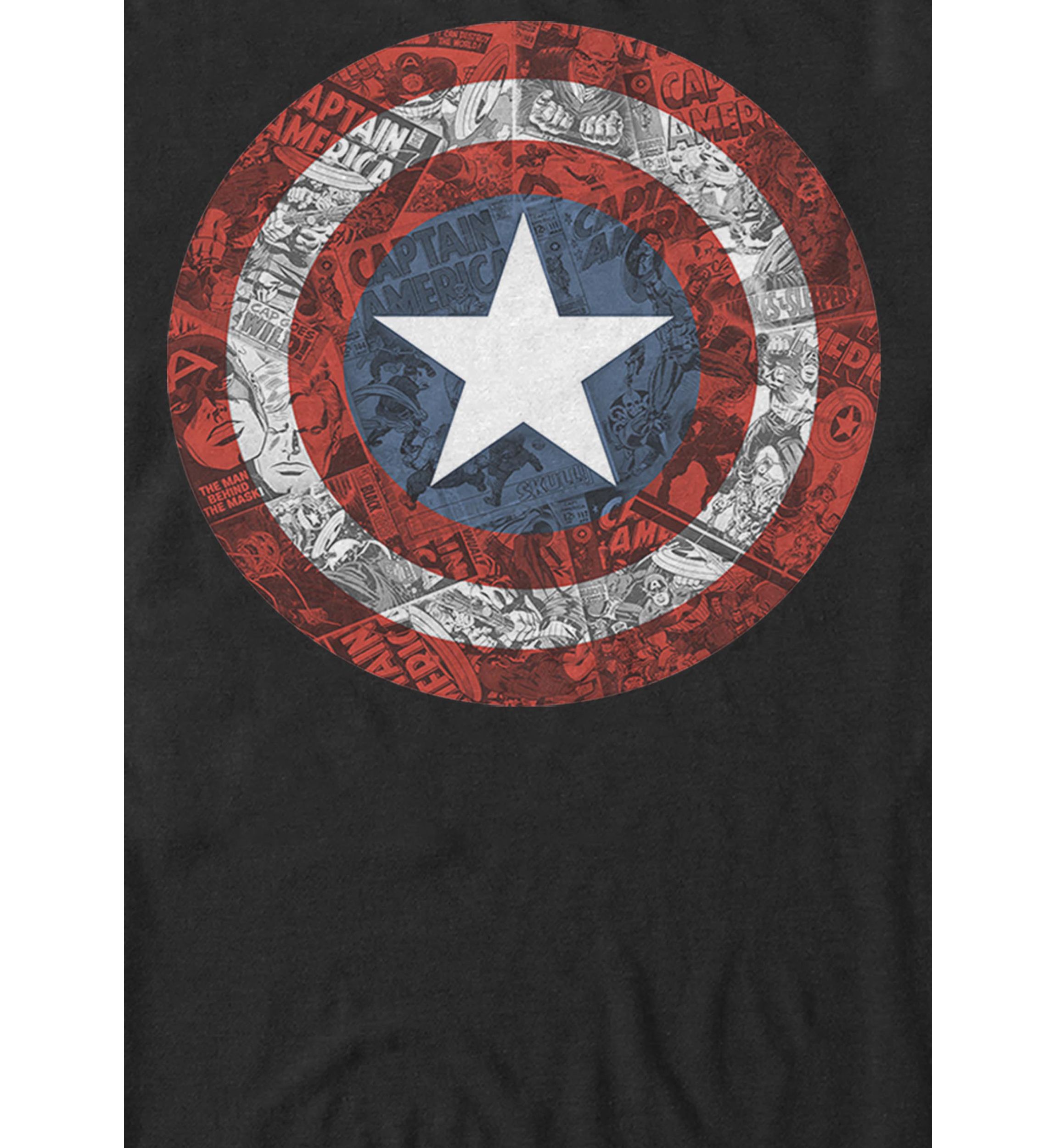 Captain America Collaged Comic Shield Short Sleeve T-Shirt
