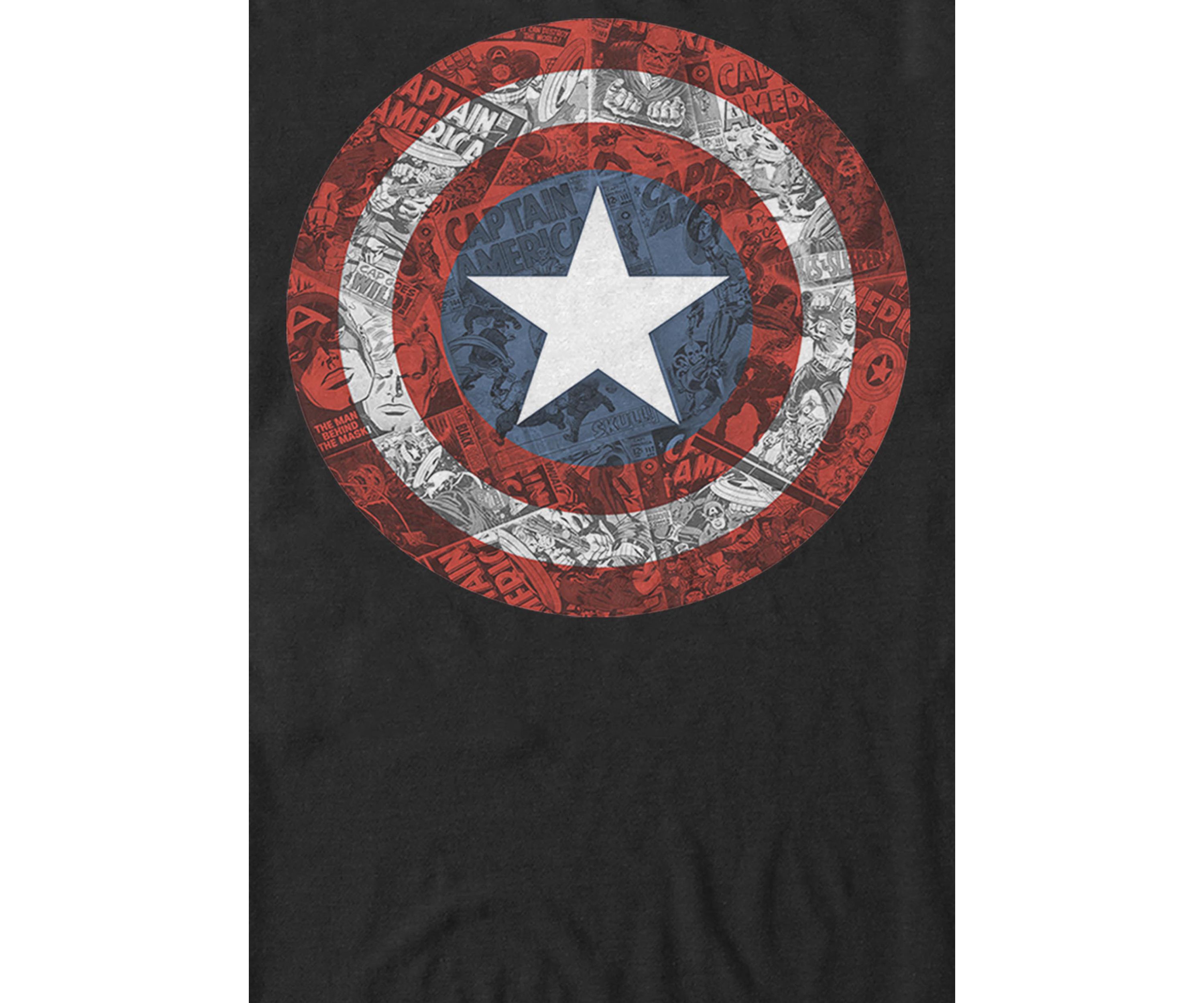 Captain America Collaged Comic Shield Short Sleeve T-Shirt
