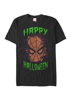 Marvel Men's Big & Tall Spider-Man Big Face Happy Halloween Short Sleeve Graphic T-Shirt, Black, 3XL