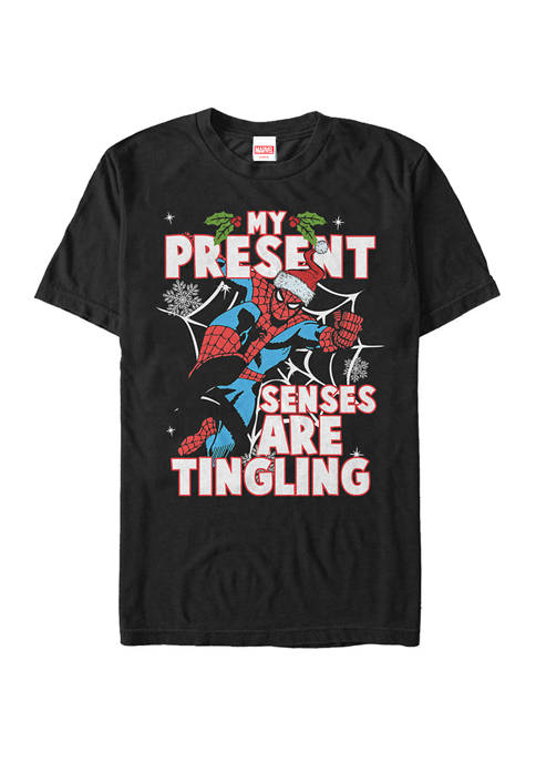 Big & Tall Spider Man Christmas My Present Senses Are Tingling Short Sleeve Graphic T-Shirt