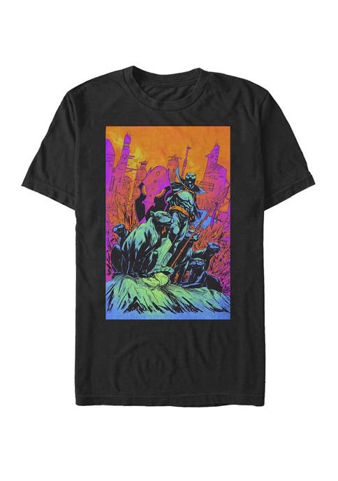 Neon Black Panther Comic Poster Short Sleeve T-Shirt 