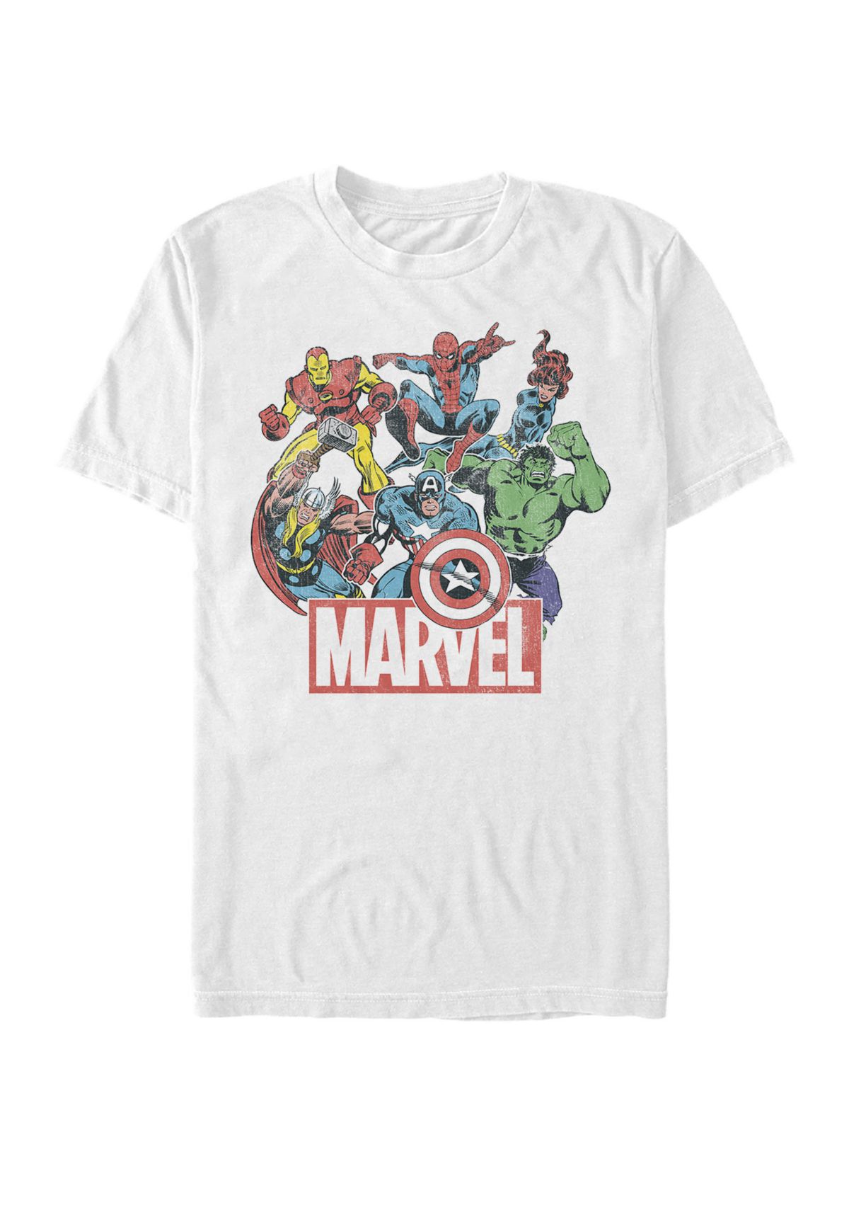 The Avengers Team Retro Comic Short Sleeve Graphic T-Shirt 