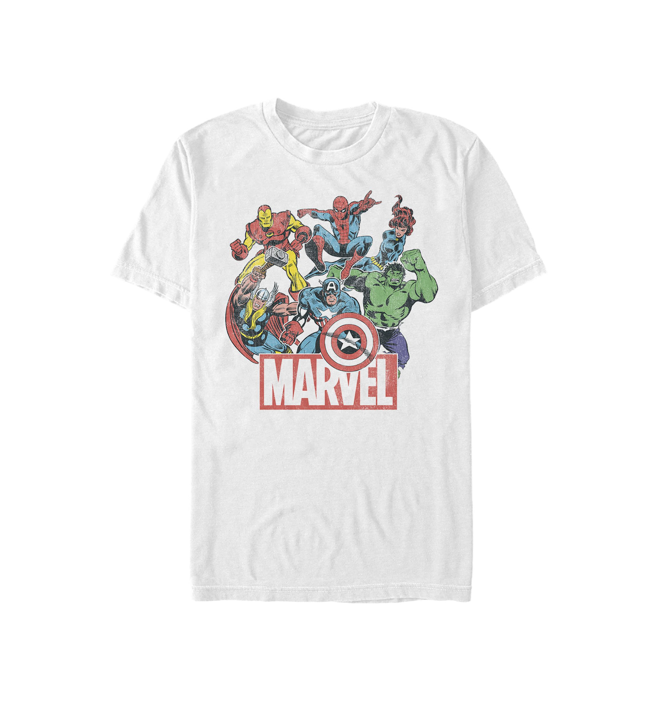 The Avengers Team Retro Comic Short Sleeve Graphic T-Shirt 