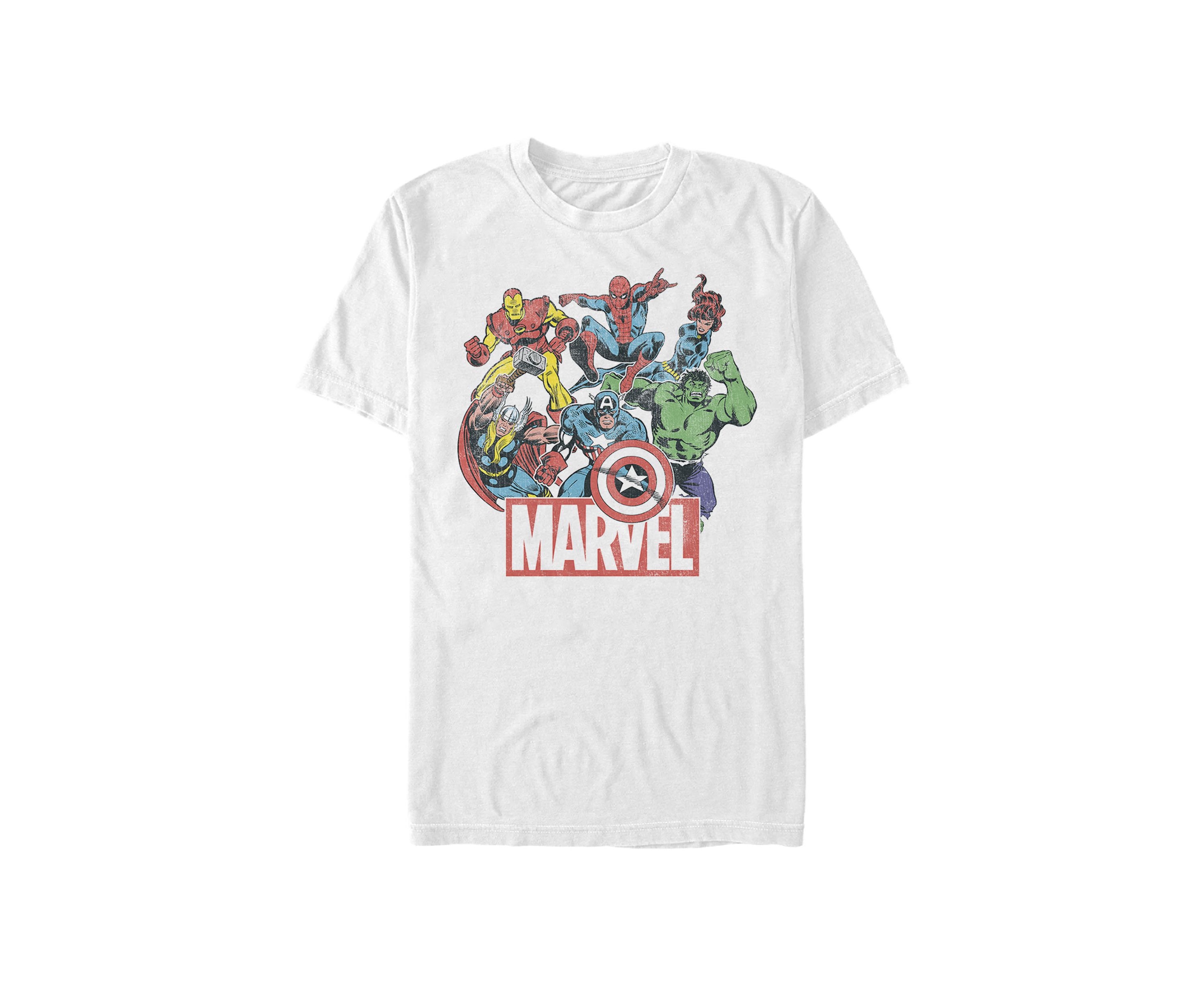 The Avengers Team Retro Comic Short Sleeve Graphic T-Shirt 