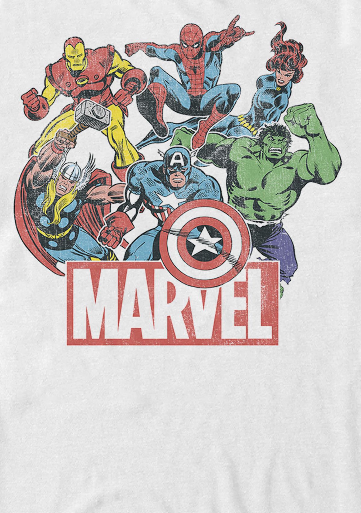 The Avengers Team Retro Comic Short Sleeve Graphic T-Shirt 
