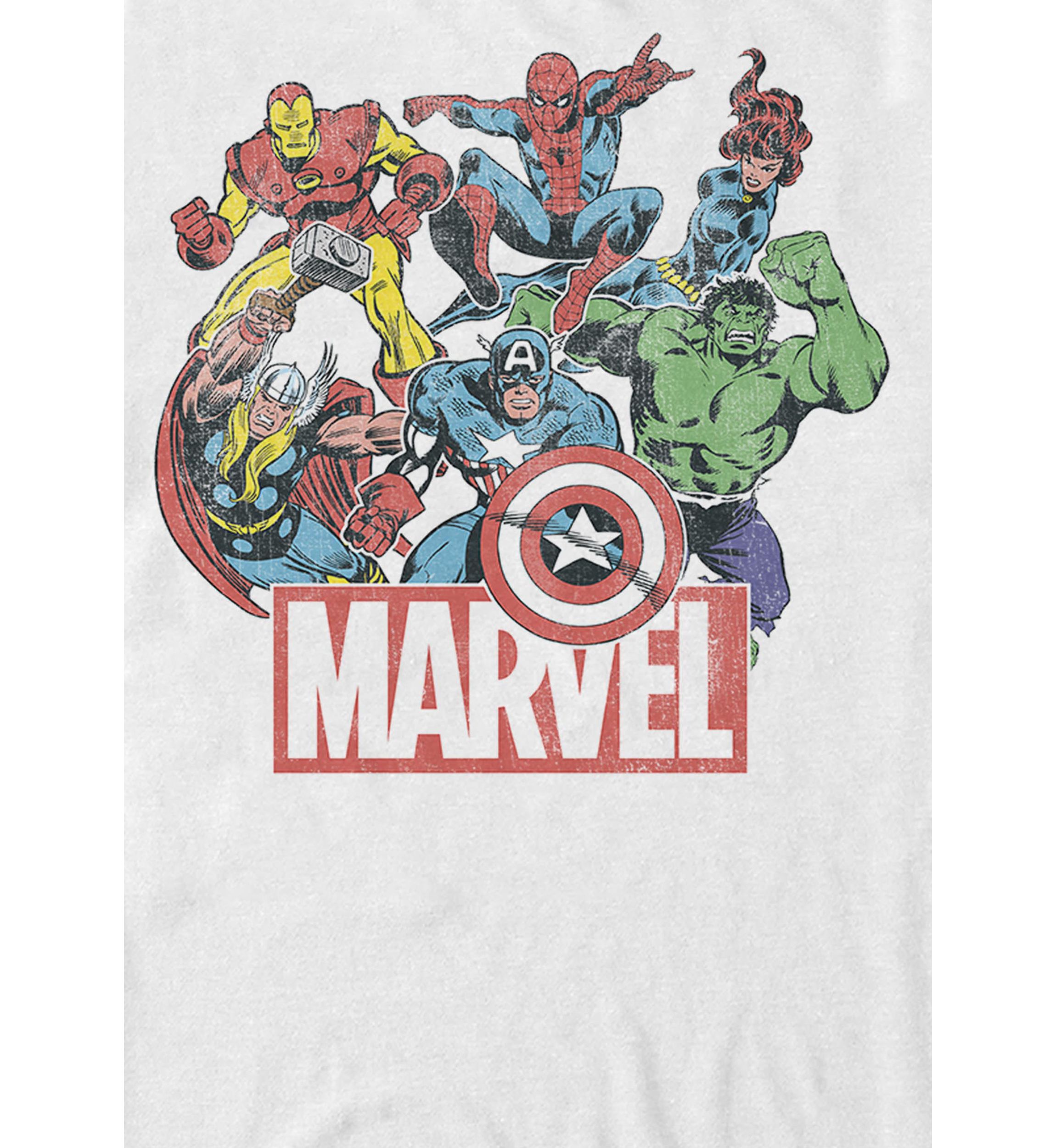 The Avengers Team Retro Comic Short Sleeve Graphic T-Shirt 