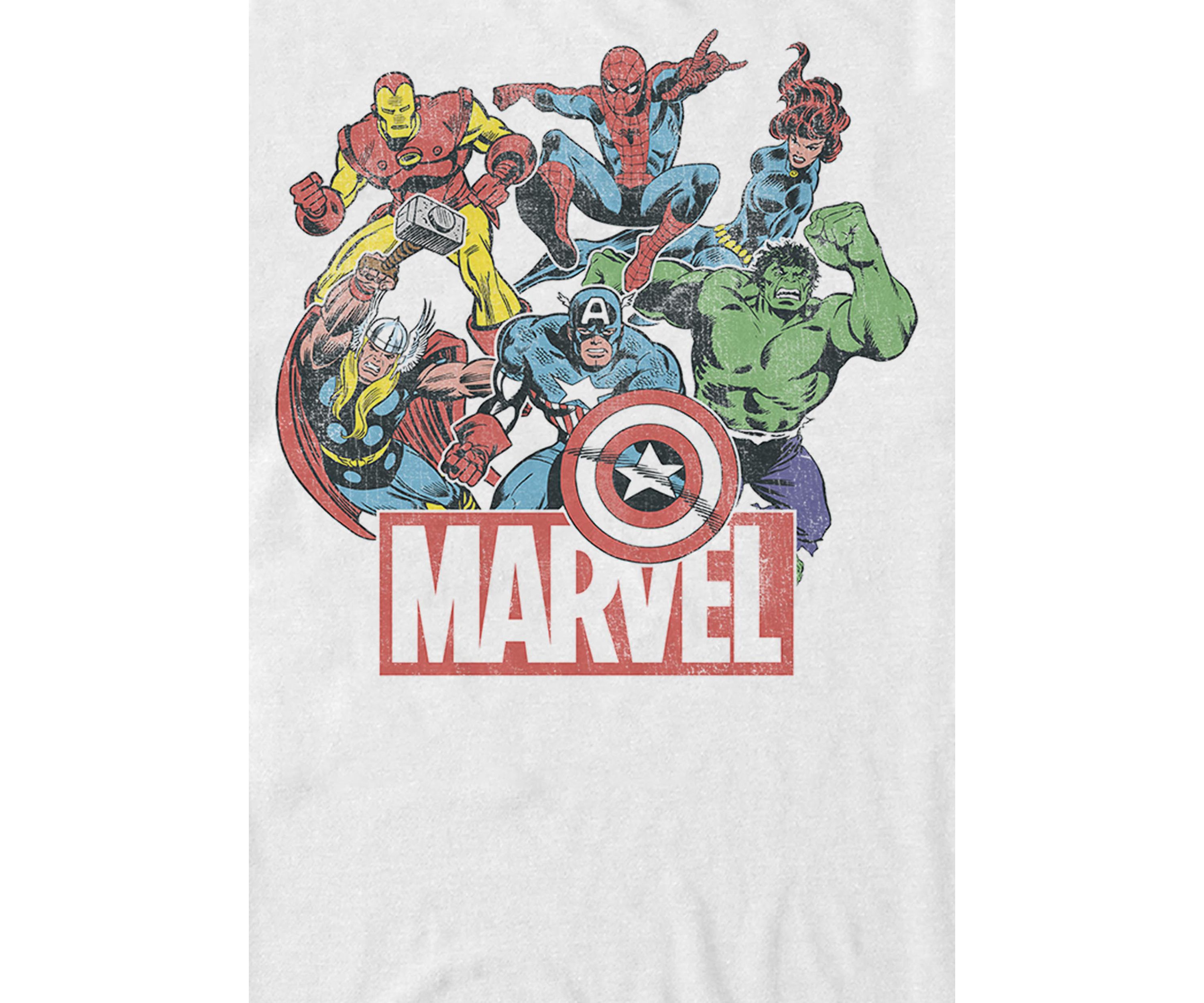 The Avengers Team Retro Comic Short Sleeve Graphic T-Shirt 