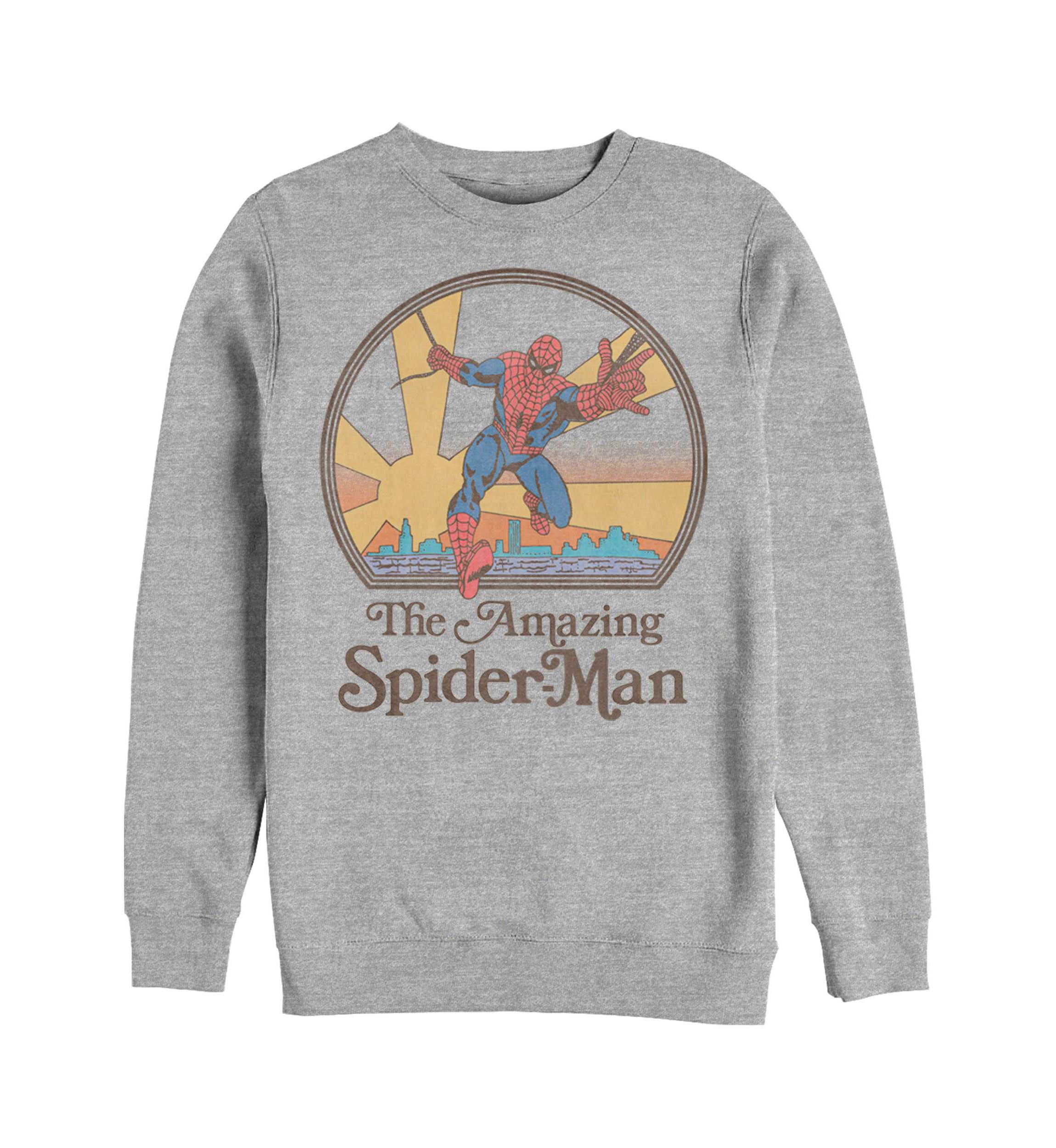 Amazing Spiderman 70s Graphic Crew Fleece Sweatshirt