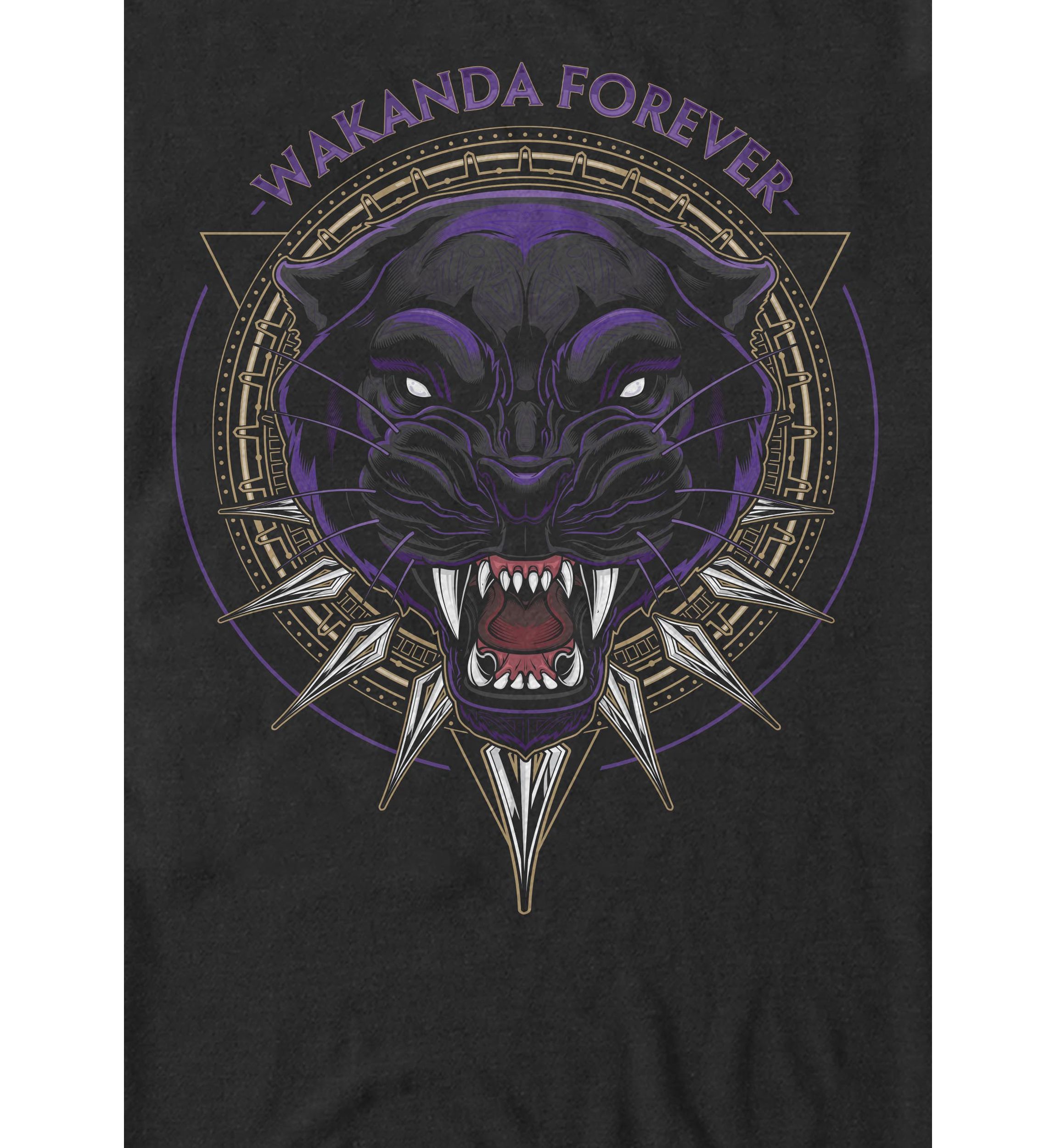 Black Panther Wakanda Forever Circle Short Sleeve T-Shirt