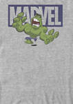 Hulk Chibi Action Pose Logo Outline Short Sleeve T-Shirt