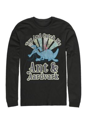 Pink Panther Men's Ant and Aardvark Catch Me Graphic Long Sleeve T-Shirt, Black, 2XL
