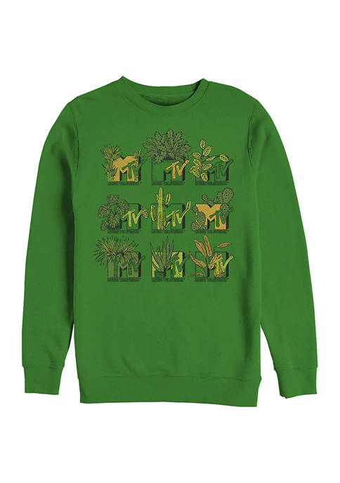 MTV Succulents Graphic Crew Fleece Sweatshirt