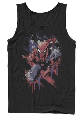 Marvel Men's Spider Man Americana Graphic T-Shirt, Black, Large