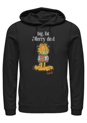 Men's Sweater Garfield Graphic Fleece Hoodie, Black, Large