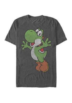 Nintendo Men's Big & Tall Yoshi Jump Short Sleeve Graphic T-Shirt, Grey