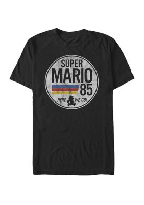 Nintendo Men's Big & Tall Super Mario Here We Go '85 Retro Short Sleeve Graphic T-Shirt, Black, 3X-Large