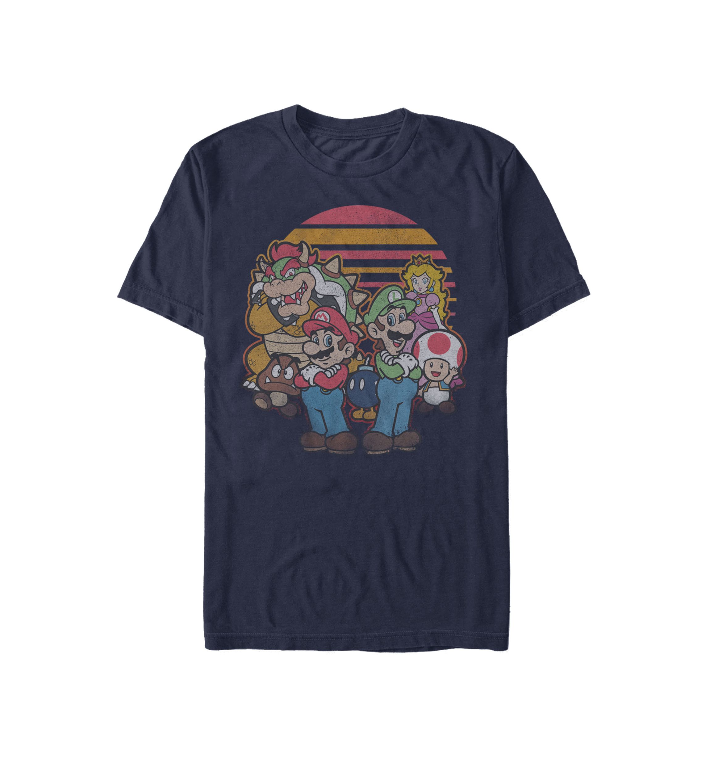 Super Mario Group Retro Sunset Short-Sleeve T-Shirt