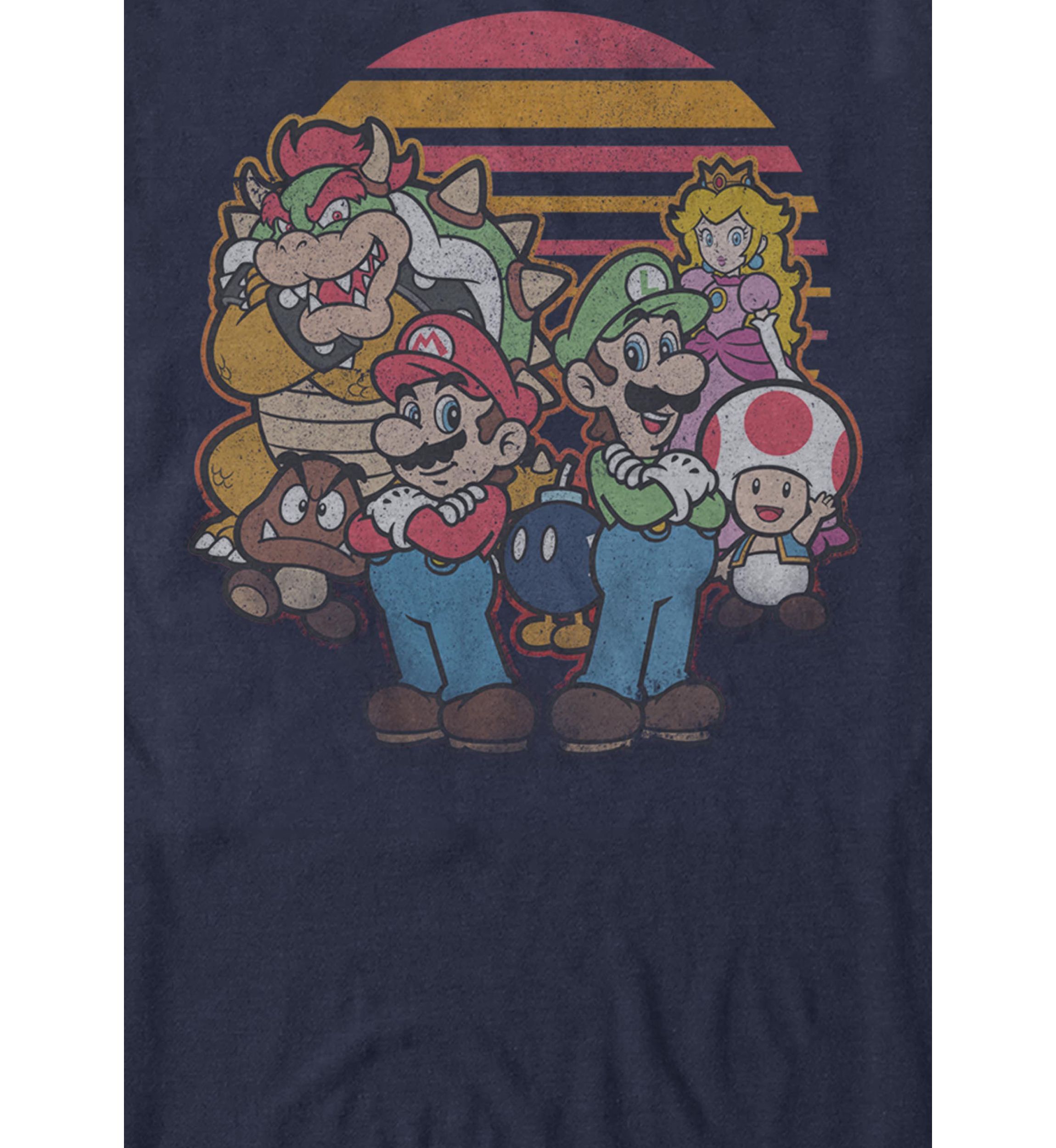 Super Mario Group Retro Sunset Short-Sleeve T-Shirt