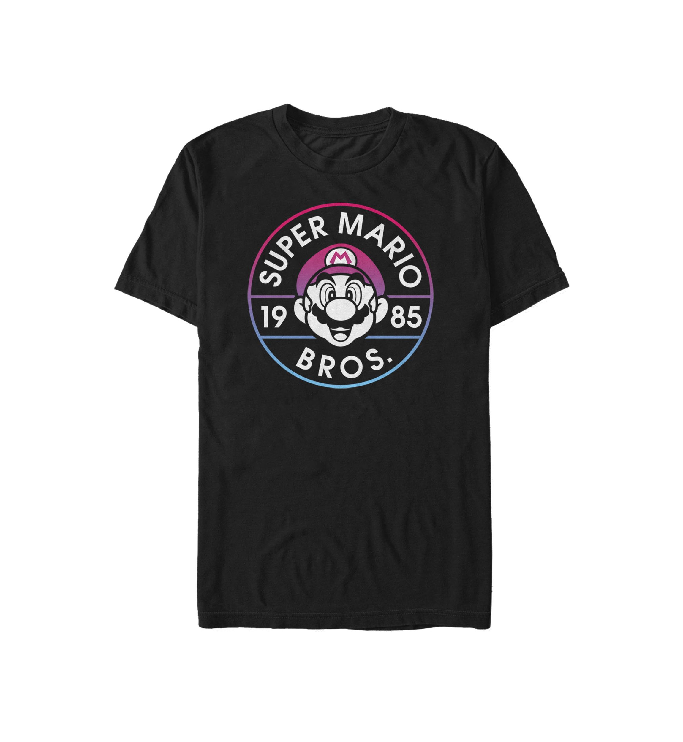 Super Mario Bros 1985 Neon Circle Logo Short Sleeve T-Shirt 
