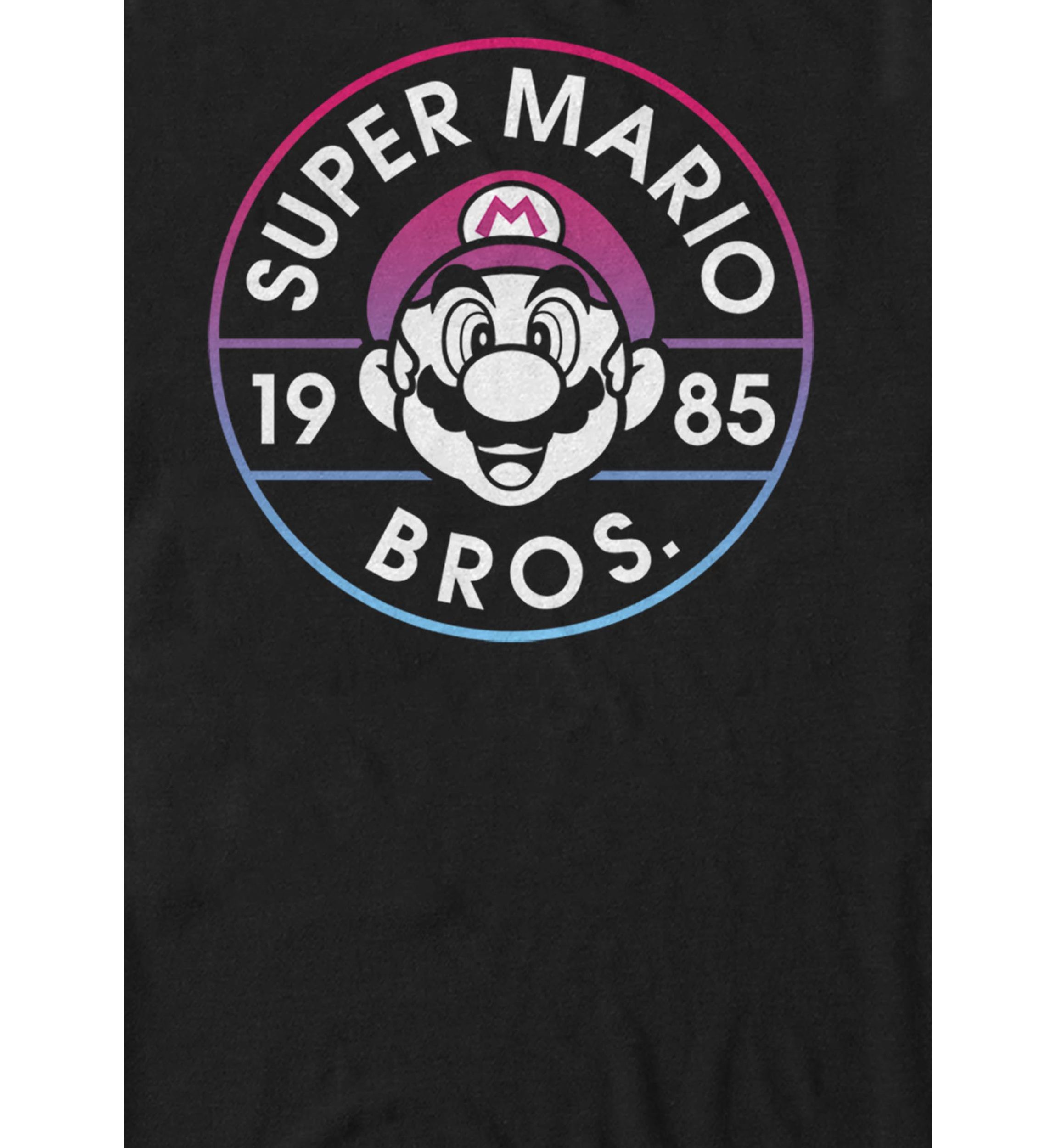 Super Mario Bros 1985 Neon Circle Logo Short Sleeve T-Shirt 