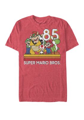 Nintendo Men's Super Mario Retro Character Lineup Short Sleeve T-Shirt, Red, X-Large