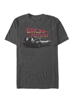 Back to the Future Men's Retro Vintage DeLorean Short Sleeve T-Shirt, Grey, 2XL