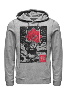 Kung Fu Panda Mens Panda Woodcut Graphic Hoodie