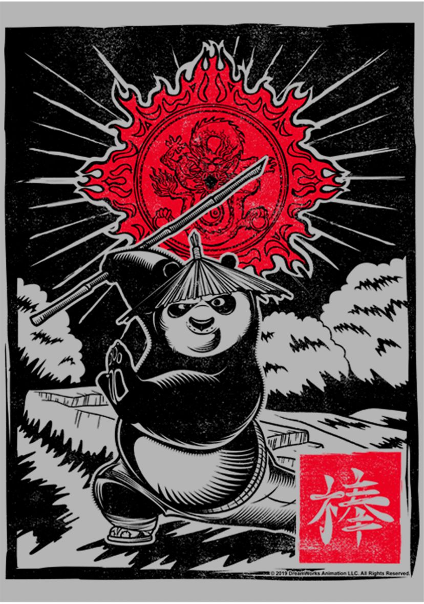 Panda Woodcut Graphic Hoodie