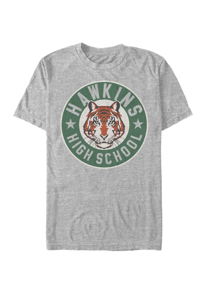  Hawkins High Tiger Emblem Short Sleeve Graphic T-Shirt