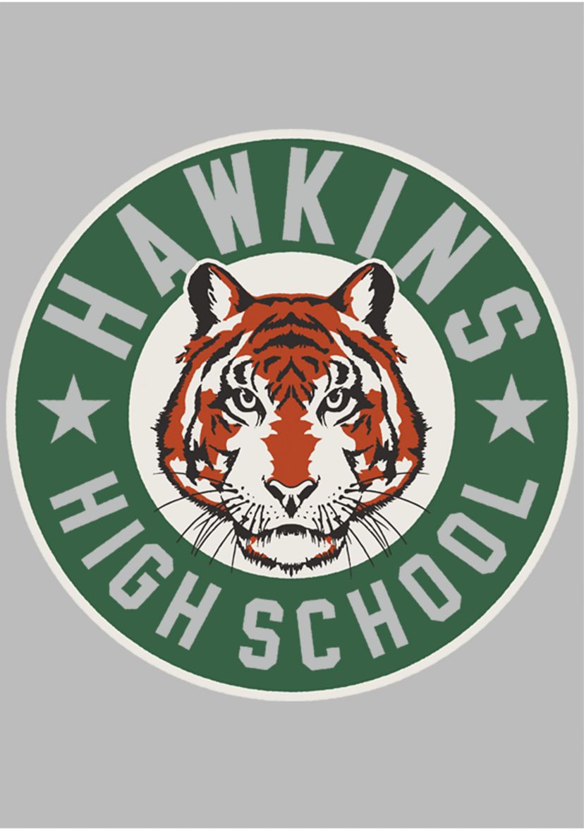  Hawkins High Tiger Emblem Short Sleeve Graphic T-Shirt