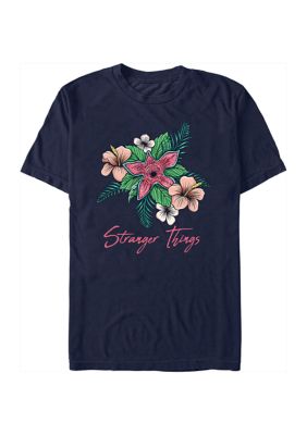 Stranger Things Men's Floral Things Graphic T-Shirt, Navy Blue, 3XL