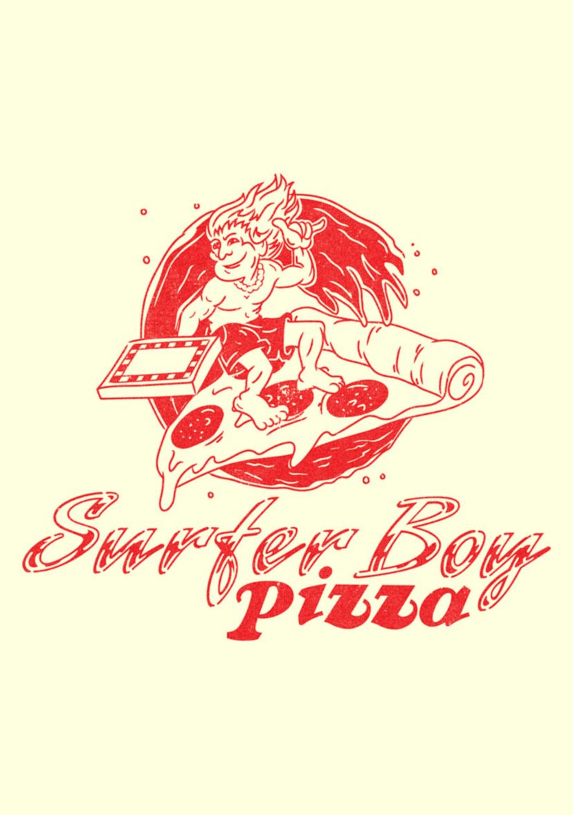 Surfer Pizza Graphic T-Shirt