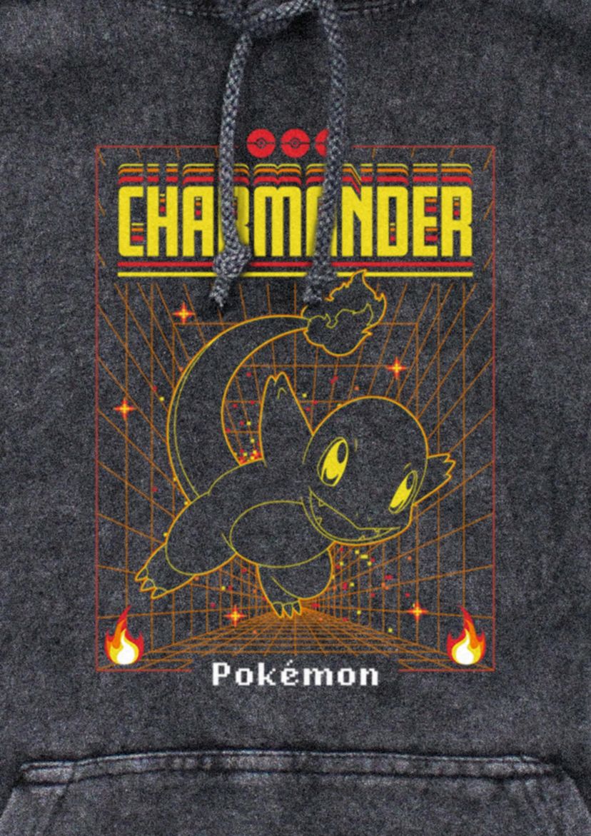 Charmander Grid Graphic Fleece Hoodie