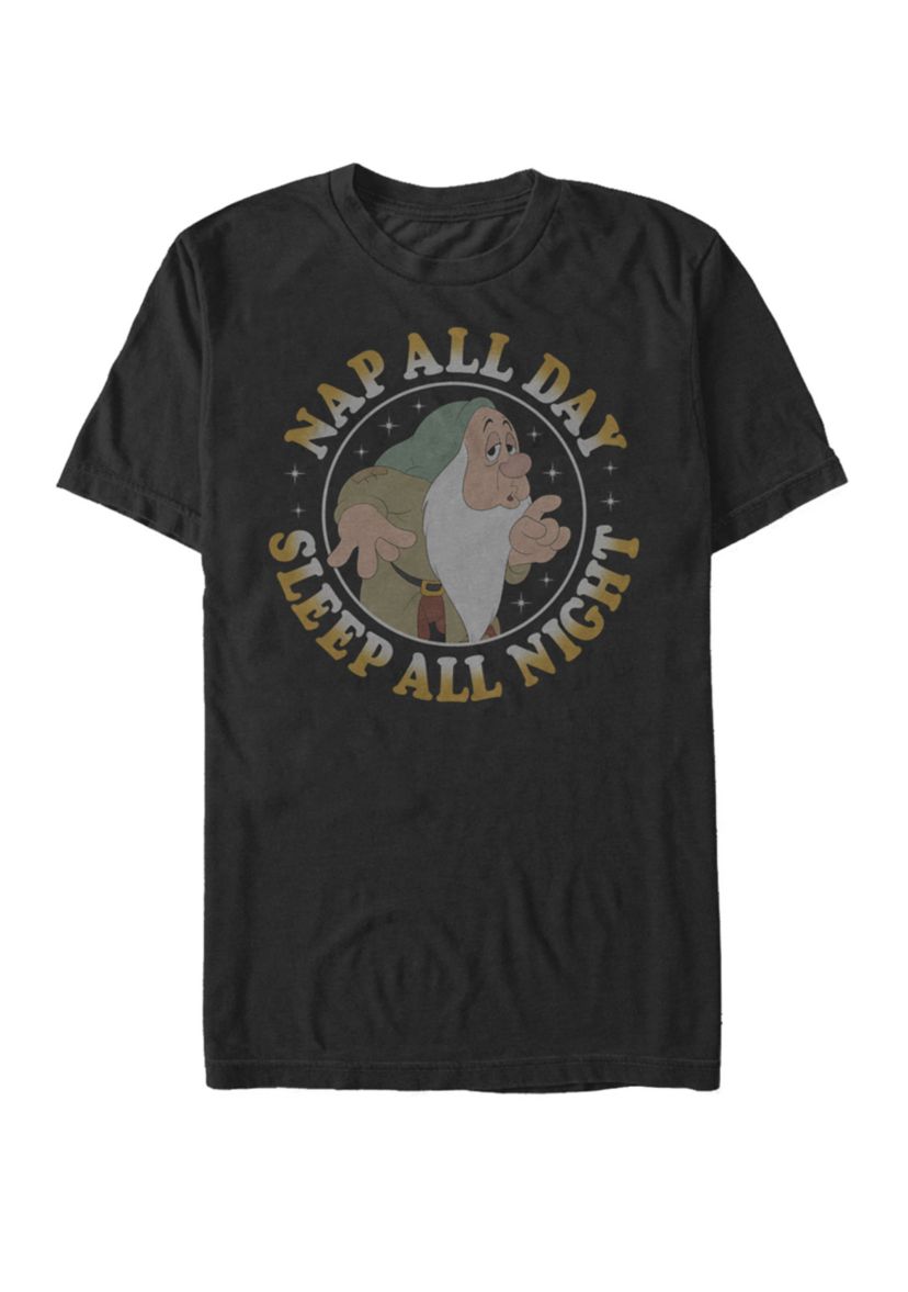 Snow White Dwarf Sleepy Nap All Day Sleep All Night Short Sleeve T-Shirt