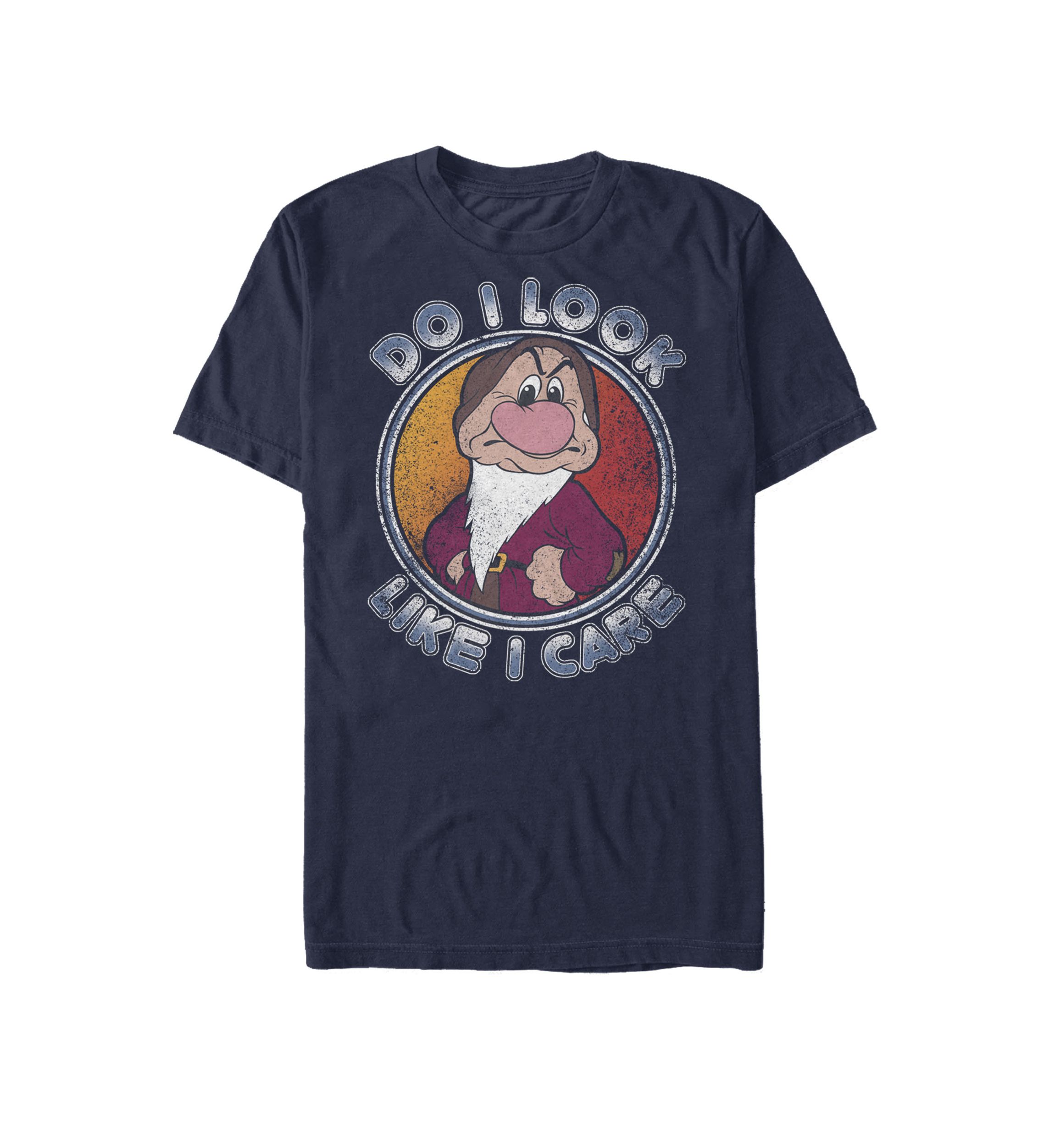 Dwarf Grumpy Do I Look Like I Care Short Sleeve Graphic T-Shirt