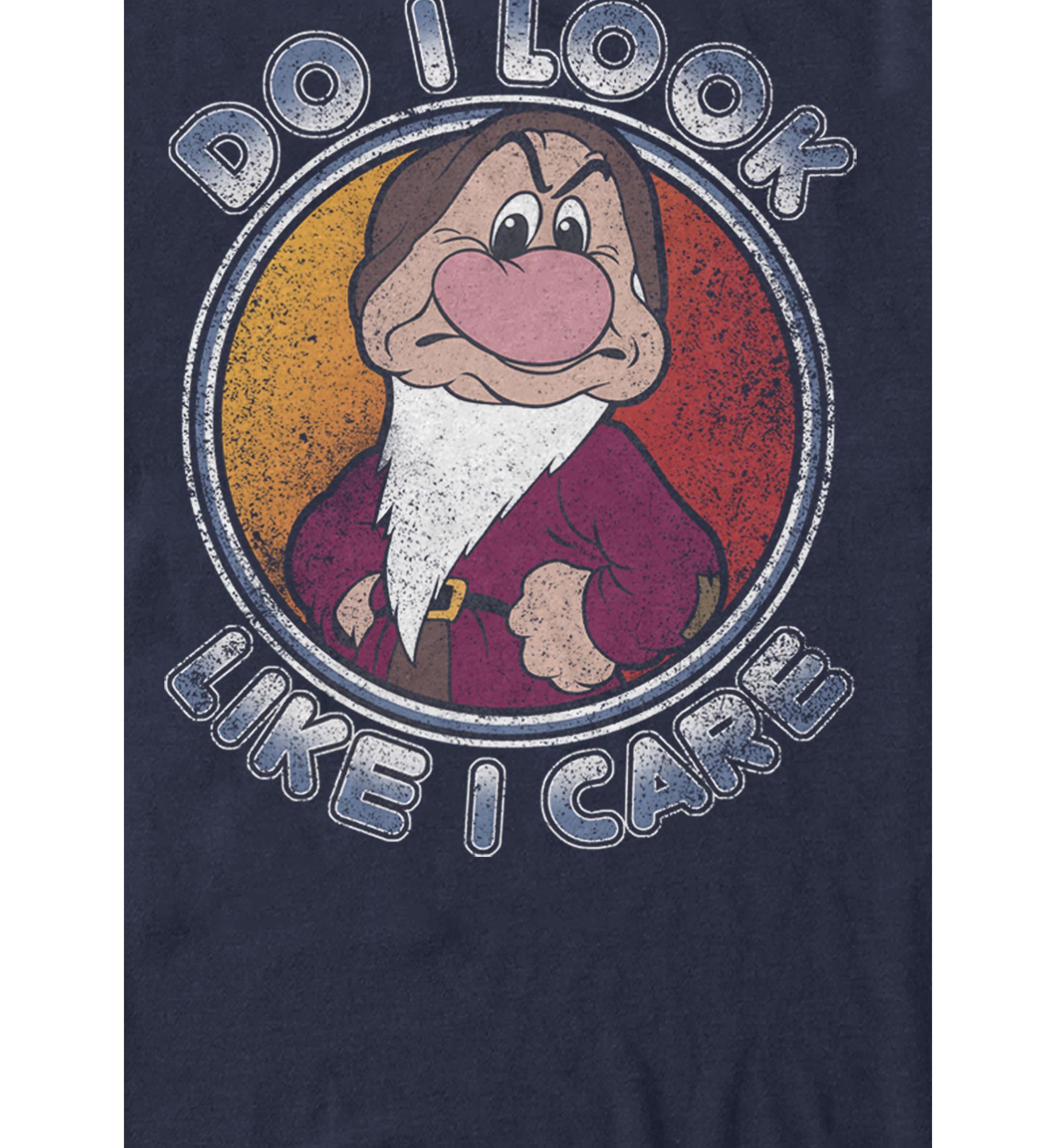 Dwarf Grumpy Do I Look Like I Care Short Sleeve Graphic T-Shirt