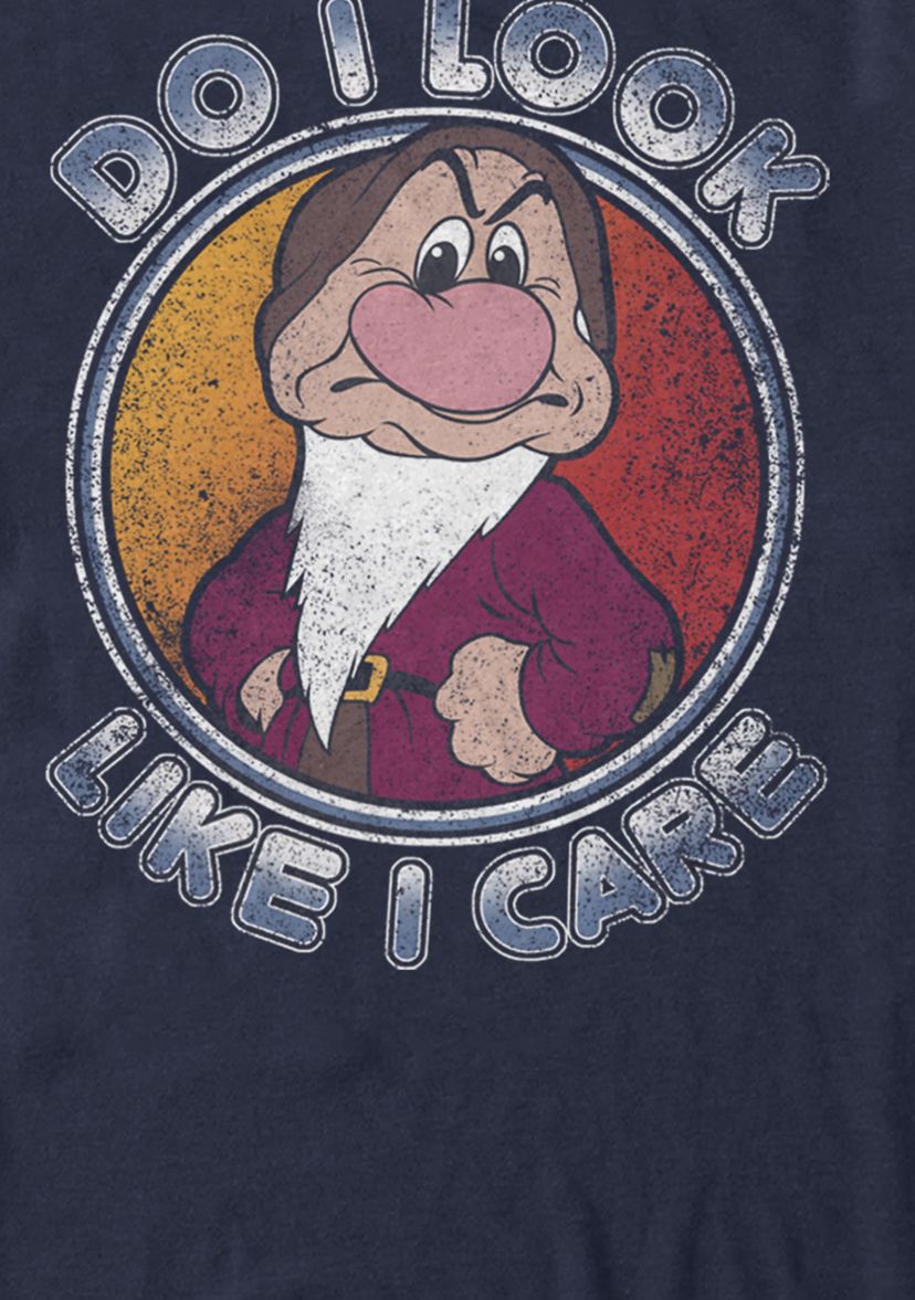 Dwarf Grumpy Do I Look Like I Care Short Sleeve Graphic T-Shirt