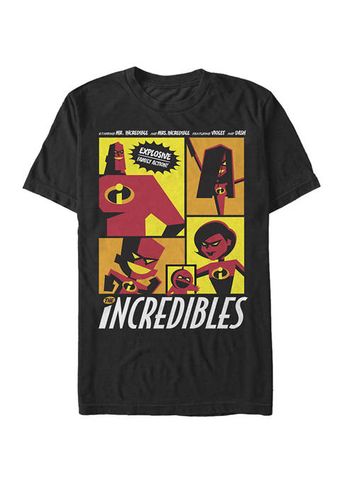 Big & Tall Incredibles Family Comic Panels Short Sleeve Graphic T-Shirt