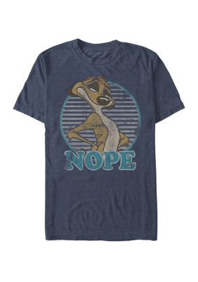 Disney Men's Big & Tall Lion King Timon Nope Striped Circle Short Sleeve Graphic T-Shirt, Navy Blue, 3XL