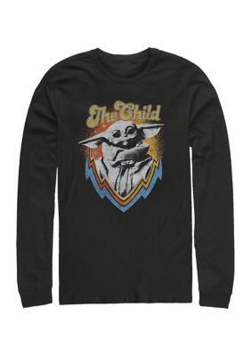 Star Wars The Mandalorian Men's The Child Retro Long Sleeve Crew Graphic T-Shirt, Black, Large -  0195025703712