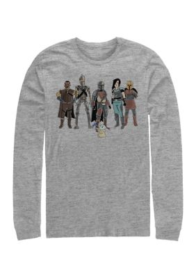 Star Wars The Mandalorian Men's The Child and Friends 2 Long Sleeve Crew Graphic T-Shirt, Large -  0195728232571