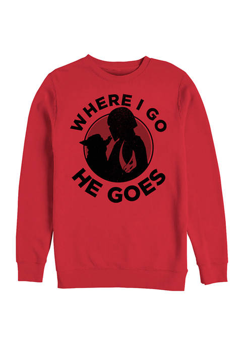 Where I Go He Goes Graphic Crew Fleece Sweatshirt