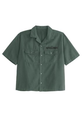 Star Wars Men's The Mandalorian Button Up, Green, XL