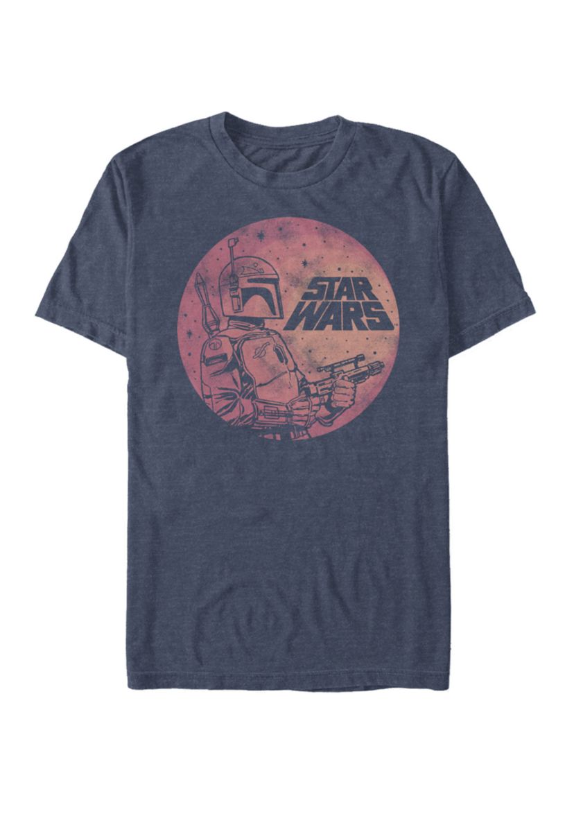Distressed Boba Fett Galaxy Fill Short Sleeve Graphic T-Shirt